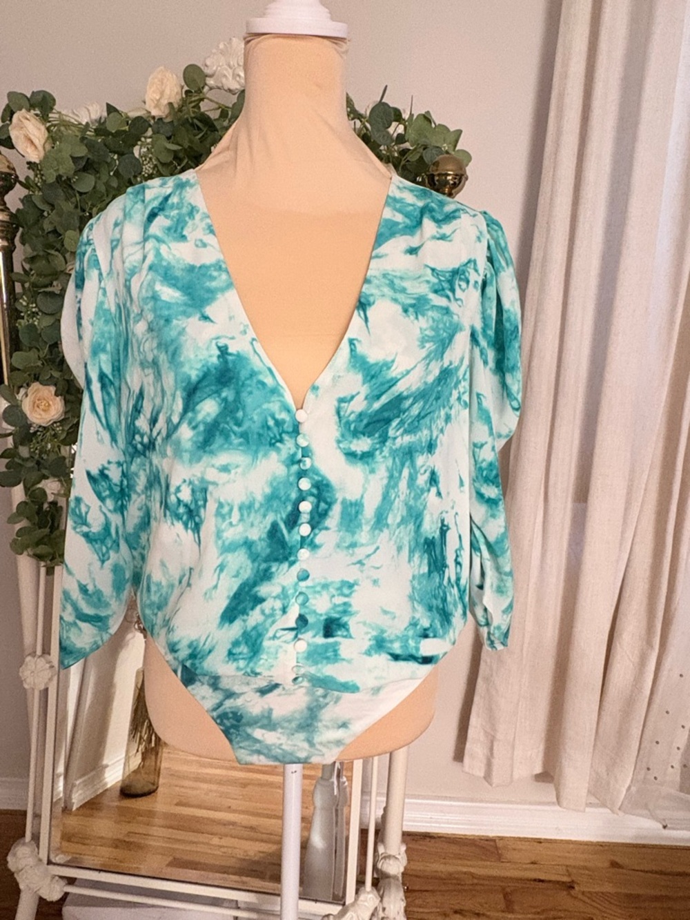 AFRM Green Tie-Dye Bodysuit